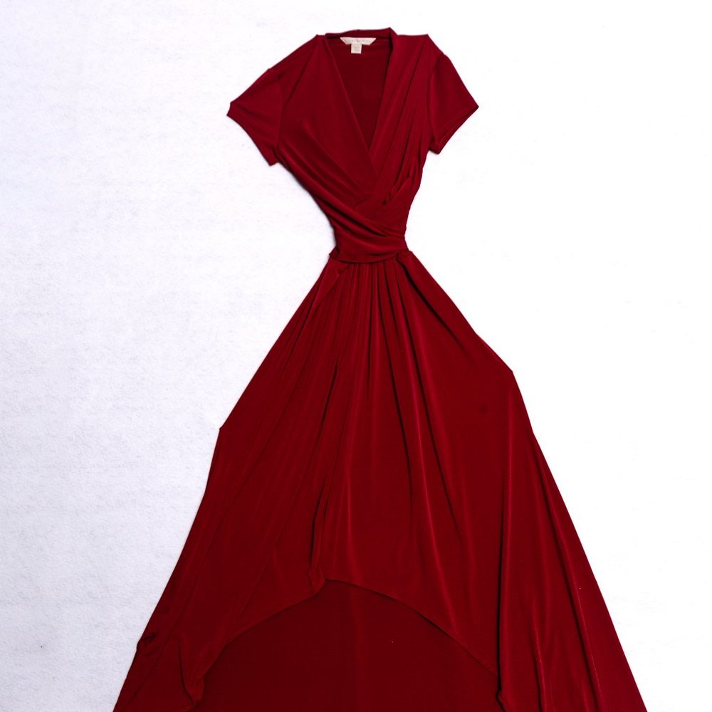Boston Proper Wrap Dress red